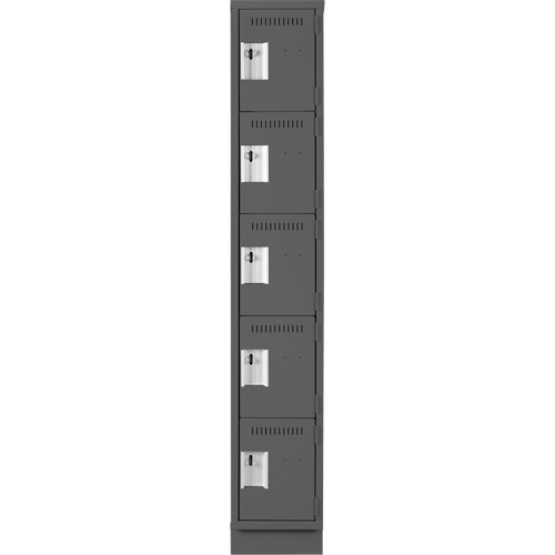 Assembled Clean Line Personal Effects Lockers, 5 -tier, 15" x 76" x 12", Steel Seaboard Timber Mart