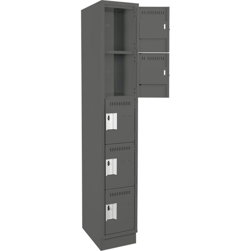 Assembled Clean Line Personal Effects Lockers, 5 -tier, 15" x 76" x 12", Steel Seaboard Timber Mart