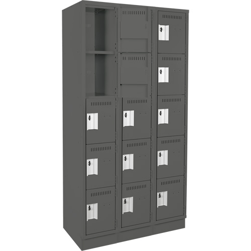 Casiers &agrave; effets personnels et assembl&eacute;s Clean Line, 5 niveaux, Bloc de 3, 15" x 76" x 36", Acier Seaboard Timber Mart