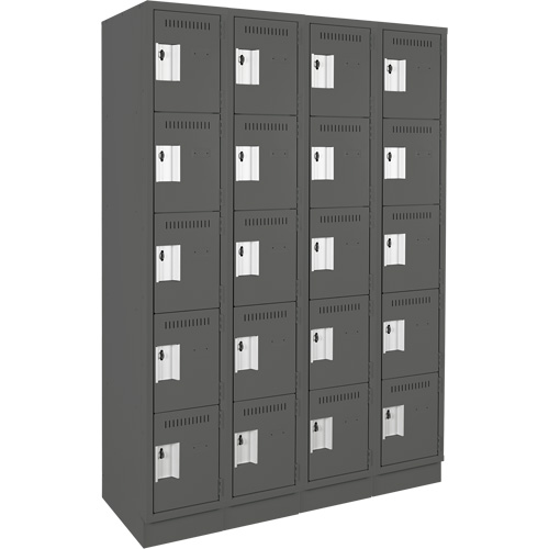 Assembled Clean Line Personal Effects Lockers, 5 -tier, Bank of 4, 15" x 76" x 48", Steel Seaboard Timber Mart