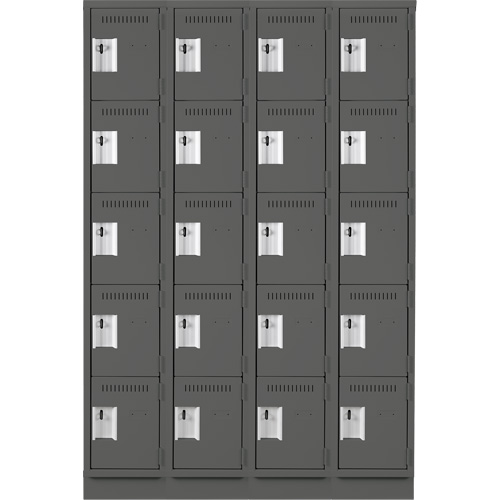 Assembled Clean Line Personal Effects Lockers, 5 -tier, Bank of 4, 15" x 76" x 48", Steel Seaboard Timber Mart