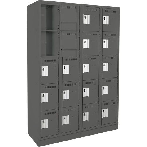 Assembled Clean Line Personal Effects Lockers, 5 -tier, Bank of 4, 15" x 76" x 48", Steel Seaboard Timber Mart