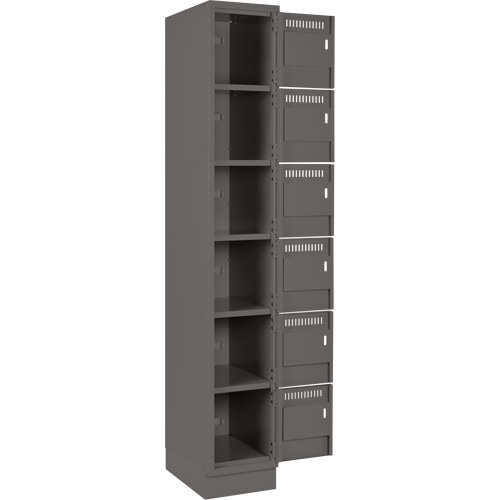 Clean Line Lockerette, 6 -tier, Bank of 4, 48" x 18" x 76", Steel, Charcoal, Rivet (Assembled) Seaboard Timber Mart