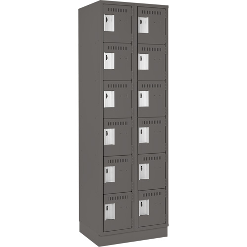 Clean Line Lockerette, 6 -tier, Bank of 2, 24" x 18" x 76", Steel, Charcoal, Rivet (Assembled) Seaboard Timber Mart