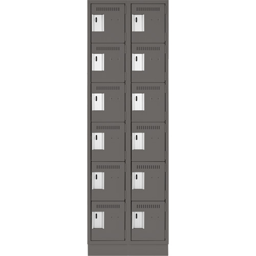Clean Line Lockerette, 6 -tier, Bank of 2, 24" x 18" x 76", Steel, Charcoal, Rivet (Assembled) Seaboard Timber Mart