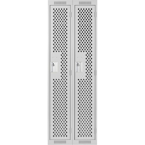 Clean Line Lockers, Bank of 2, 24" x 18" x 72", Steel, Grey, Rivet (Assembled), Perforated Seaboard Timber Mart