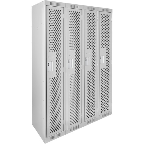 Clean Line Lockers, Bank of 4, 48" x 18" x 72", Steel, Grey, Rivet (Assembled), Perforated Seaboard Timber Mart