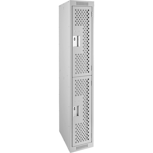 Clean Line Lockers, 2 -tier, 12" x 18" x 72", Steel, Grey, Rivet (Assembled), Perforated Seaboard Timber Mart