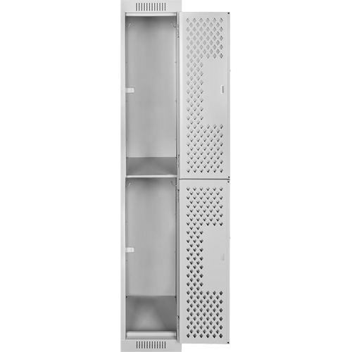 Clean Line Lockers, 2 -tier, 12" x 18" x 72", Steel, Grey, Rivet (Assembled), Perforated Seaboard Timber Mart