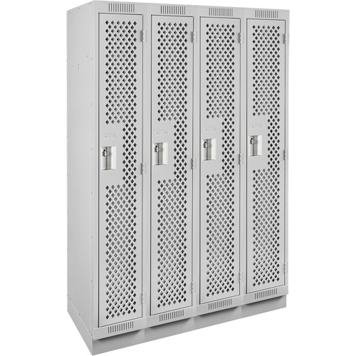 Clean Line Lockers, Bank of 4, 48" x 18" x 76", Steel, Grey, Rivet (Assembled), Perforated Seaboard Timber Mart
