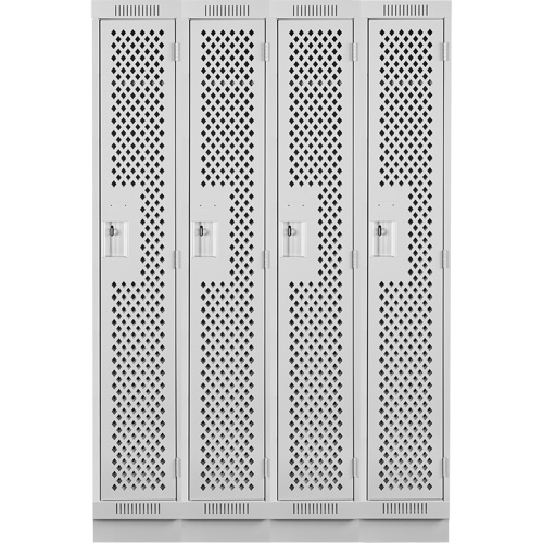 Clean Line Lockers, Bank of 4, 48" x 18" x 76", Steel, Grey, Rivet (Assembled), Perforated Seaboard Timber Mart