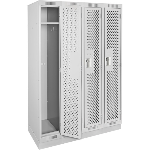 Clean Line Lockers, Bank of 4, 48" x 18" x 76", Steel, Grey, Rivet (Assembled), Perforated Seaboard Timber Mart