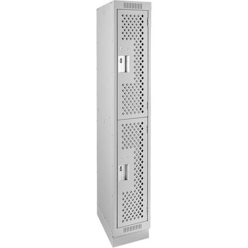 Clean Line Lockers, 2 -tier, 12" x 18" x 76", Steel, Grey, Rivet (Assembled), Perforated Seaboard Timber Mart