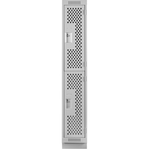 Clean Line Lockers, 2 -tier, 12" x 18" x 76", Steel, Grey, Rivet (Assembled), Perforated Seaboard Timber Mart