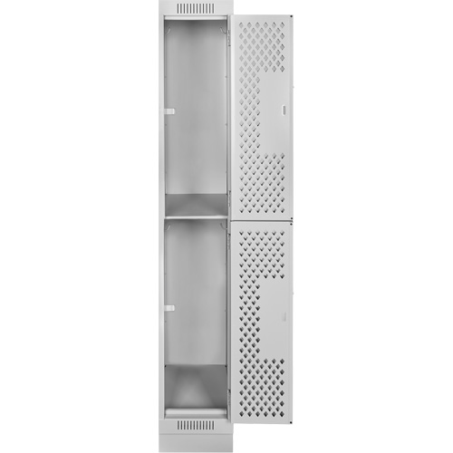Clean Line Lockers, 2 -tier, 12" x 18" x 76", Steel, Grey, Rivet (Assembled), Perforated Seaboard Timber Mart