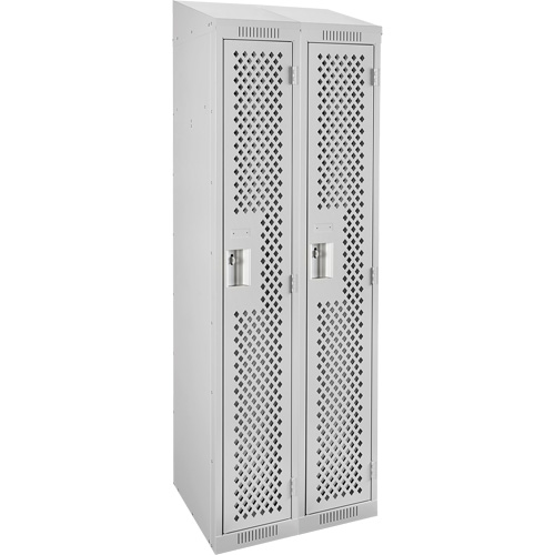 Clean Line Lockers, Bank of 2, 24" x 18" x 78", Steel, Grey, Rivet (Assembled), Perforated Seaboard Timber Mart