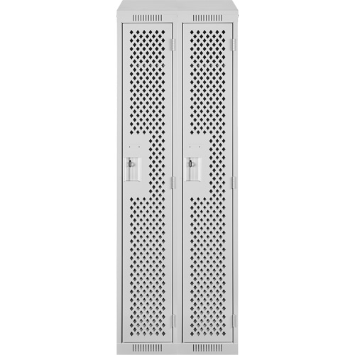 Clean Line Lockers, Bank of 2, 24" x 18" x 78", Steel, Grey, Rivet (Assembled), Perforated Seaboard Timber Mart