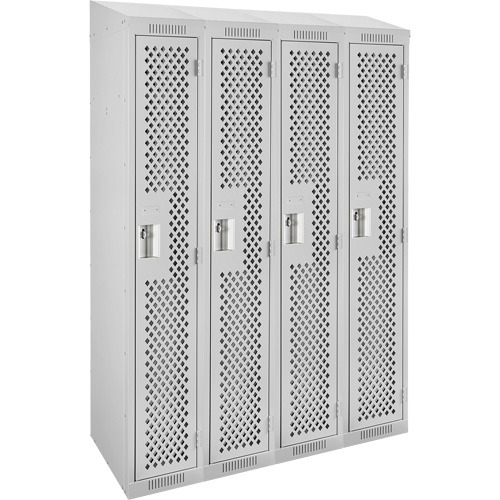 Clean Line Lockers, Bank of 4, 48" x 18" x 78", Steel, Grey, Rivet (Assembled), Perforated Seaboard Timber Mart