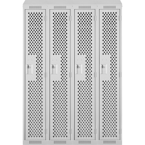 Clean Line Lockers, Bank of 4, 48" x 18" x 78", Steel, Grey, Rivet (Assembled), Perforated Seaboard Timber Mart