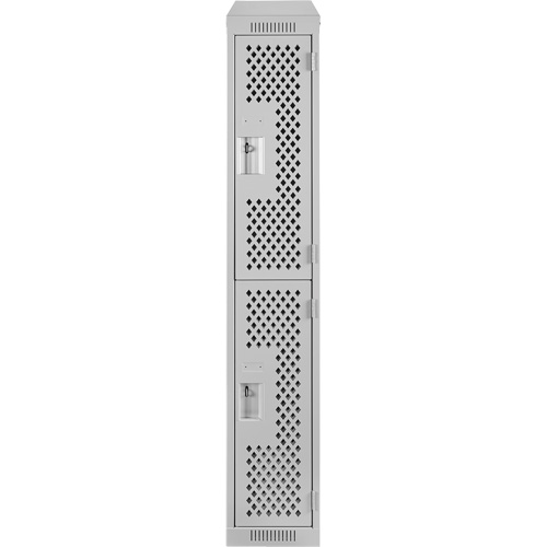 Clean Line Lockers, 2 -tier, 12" x 18" x 78", Steel, Grey, Rivet (Assembled), Perforated Seaboard Timber Mart