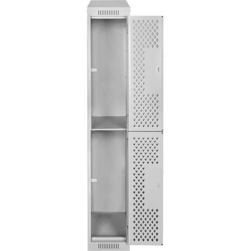Clean Line Lockers, 2 -tier, 12" x 18" x 78", Steel, Grey, Rivet (Assembled), Perforated Seaboard Timber Mart