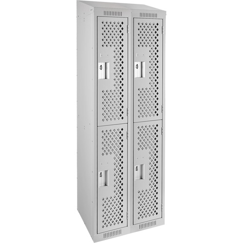 Clean Line Lockers, 2 -tier, Bank of 2, 24" x 18" x 78", Steel, Grey, Rivet (Assembled), Perforated Seaboard Timber Mart