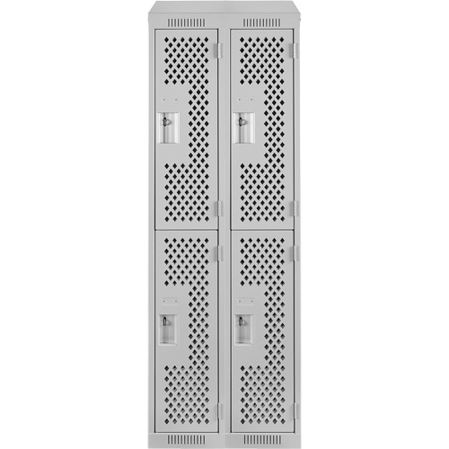 Clean Line Lockers, 2 -tier, Bank of 2, 24" x 18" x 78", Steel, Grey, Rivet (Assembled), Perforated Seaboard Timber Mart