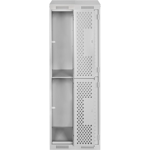 Clean Line Lockers, 2 -tier, Bank of 2, 24" x 18" x 78", Steel, Grey, Rivet (Assembled), Perforated Seaboard Timber Mart