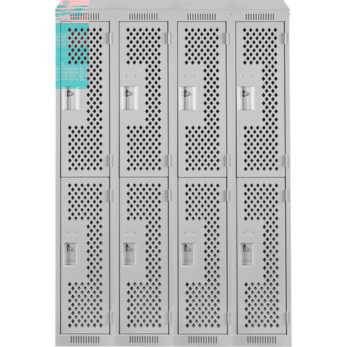 Clean Line Lockers, 2 -tier, Bank of 4, 48" x 18" x 78", Steel, Grey, Rivet (Assembled), Perforated Seaboard Timber Mart