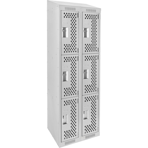 Clean Line Lockers, 3 -tier, Bank of 2, 24" x 18" x 78", Steel, Grey, Rivet (Assembled), Perforated Seaboard Timber Mart
