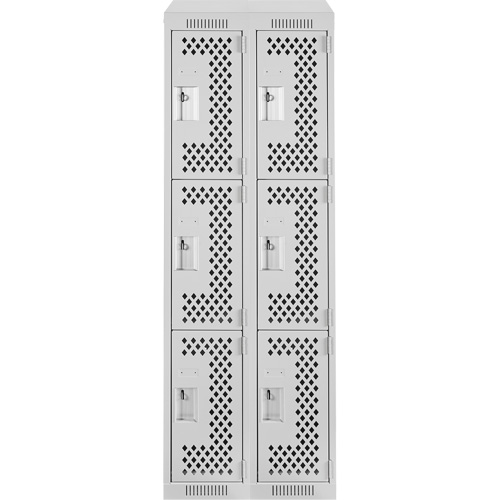 Clean Line Lockers, 3 -tier, Bank of 2, 24" x 18" x 78", Steel, Grey, Rivet (Assembled), Perforated Seaboard Timber Mart