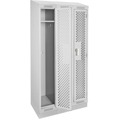 Clean Line Lockers, Bank of 3, 36" x 12" x 82", Steel, Grey, Rivet (Assembled), Perforated Seaboard Timber Mart