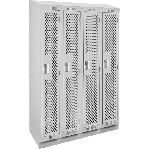 Clean Line Lockers, Bank of 4, 48" x 12" x 82", Steel, Grey, Rivet (Assembled), Perforated Seaboard Timber Mart