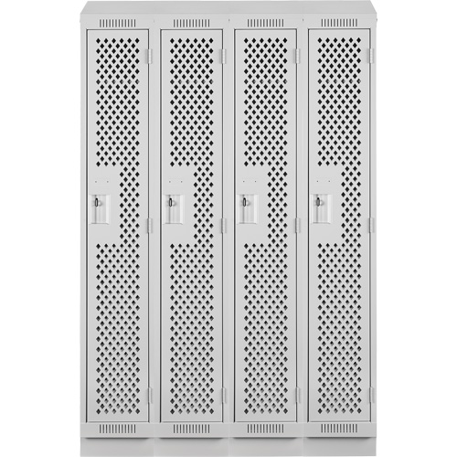 Clean Line Lockers, Bank of 4, 48" x 12" x 82", Steel, Grey, Rivet (Assembled), Perforated Seaboard Timber Mart