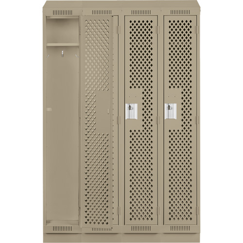 Clean Line Lockers, Bank of 4, 48" x 12" x 82", Steel, Grey, Rivet (Assembled), Perforated Seaboard Timber Mart