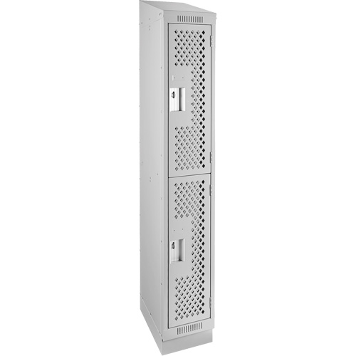 Clean Line Lockers, 2 -tier, 12" x 15" x 82", Steel, Grey, Rivet (Assembled), Perforated Seaboard Timber Mart