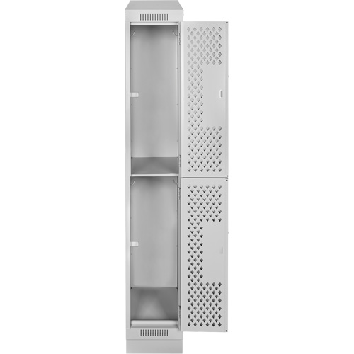 Clean Line Lockers, 2 -tier, 12" x 15" x 82", Steel, Grey, Rivet (Assembled), Perforated Seaboard Timber Mart