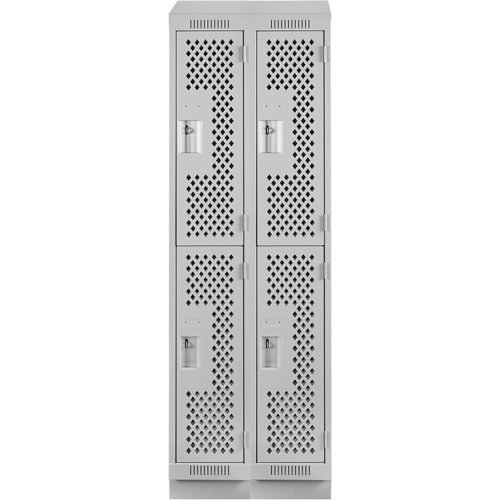 Clean Line Lockers, 2 -tier, Bank of 2, 24" x 18" x 82", Steel, Grey, Rivet (Assembled), Perforated Seaboard Timber Mart