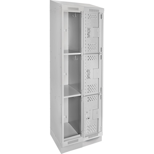 Clean Line Lockers, 3 -tier, Bank of 2, 24" x 18" x 82", Steel, Grey, Rivet (Assembled), Perforated Seaboard Timber Mart