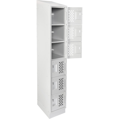 Assembled Lockerettes Clean Line Perforated Economy Lockers, 6 -tier, 18" x 72" x 12", Steel Seaboard Timber Mart