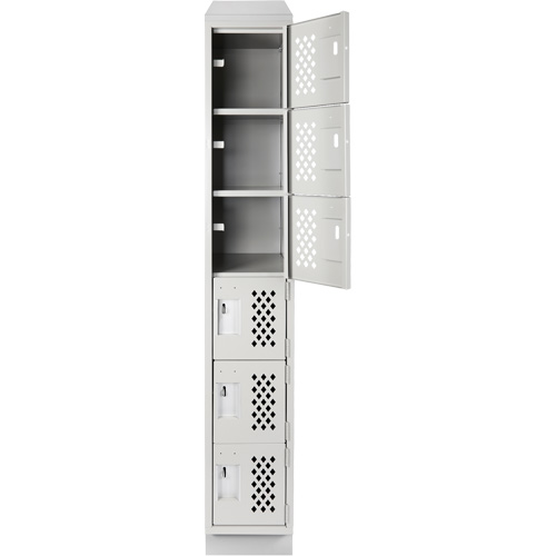 Assembled Lockerettes Clean Line Perforated Economy Lockers, 6 -tier, 18" x 72" x 12", Steel Seaboard Timber Mart