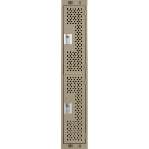 Clean Line Lockers, 2 -tier, 12" x 12" x 72", Steel, Beige, Rivet (Assembled), Perforated Seaboard Timber Mart