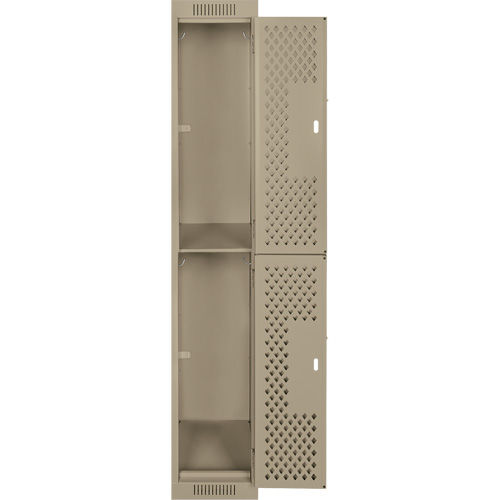 Clean Line Lockers, 2 -tier, 12" x 12" x 72", Steel, Beige, Rivet (Assembled), Perforated Seaboard Timber Mart