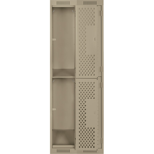 Clean Line Lockers, 2 -tier, Bank of 2, 24" x 12" x 72", Steel, Beige, Rivet (Assembled), Perforated Seaboard Timber Mart