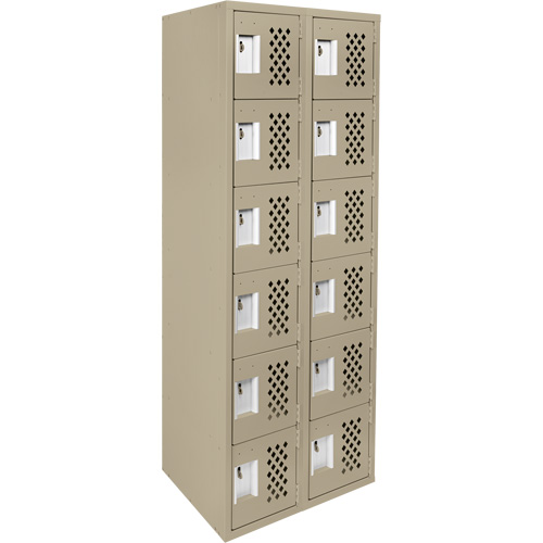 Assembled Lockerettes Clean Line Perforated Economy Lockers, 6 -tier, Bank of 2, 18" x 72" x 12", Steel Seaboard Timber Mart