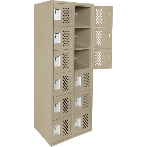 Assembled Lockerettes Clean Line Perforated Economy Lockers, 6 -tier, Bank of 2, 18" x 72" x 12", Steel Seaboard Timber Mart