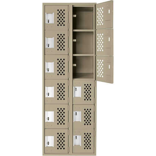 Assembled Lockerettes Clean Line Perforated Economy Lockers, 6 -tier, Bank of 2, 18" x 72" x 12", Steel Seaboard Timber Mart
