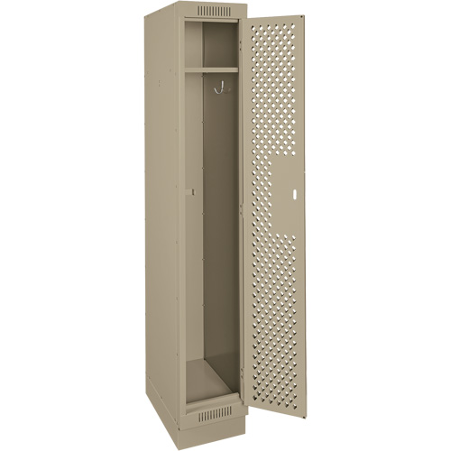 Clean Line Lockers, 12" x 18" x 76", Steel, Beige, Rivet (Assembled), Perforated Seaboard Timber Mart