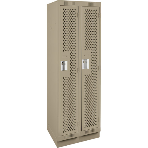 Clean Line Lockers, Bank of 2, 24" x 18" x 76", Steel, Beige, Rivet (Assembled), Perforated Seaboard Timber Mart