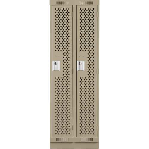 Clean Line Lockers, Bank of 2, 24" x 18" x 76", Steel, Beige, Rivet (Assembled), Perforated Seaboard Timber Mart